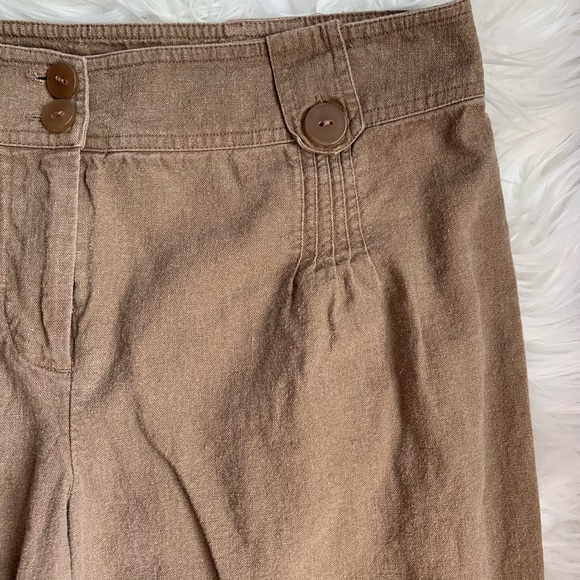 Brown Linen-blend Capris 4 - Picture 4 of 9